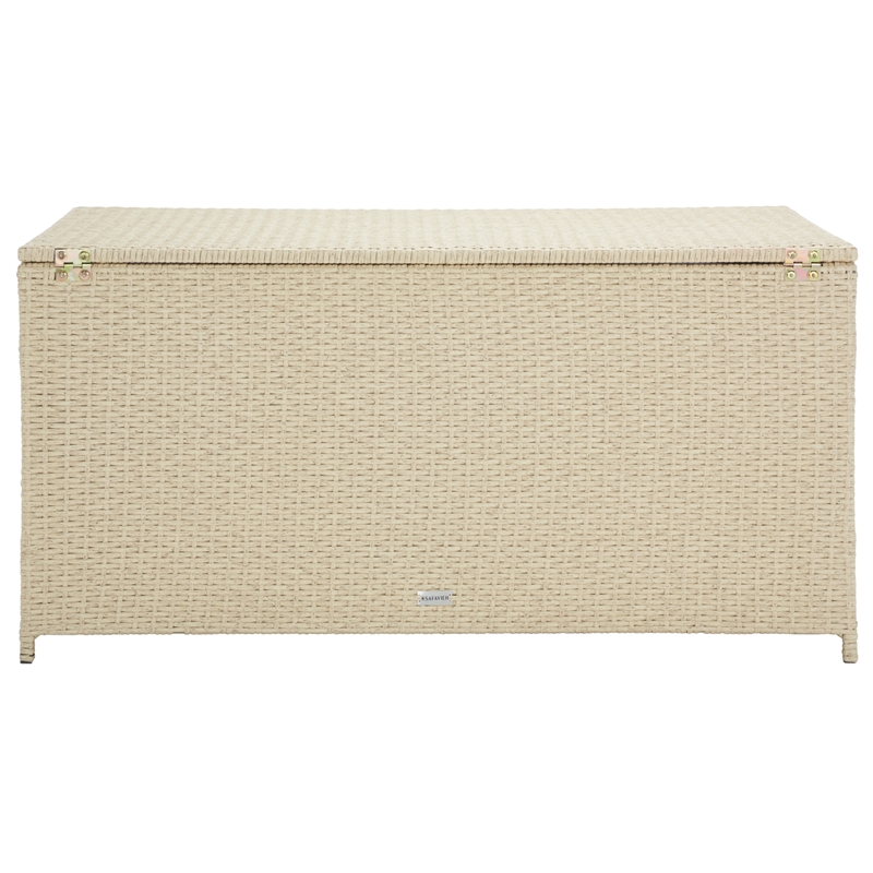 Safavieh Oliveira Steel  and Fabric Cushion Box in Beige / White