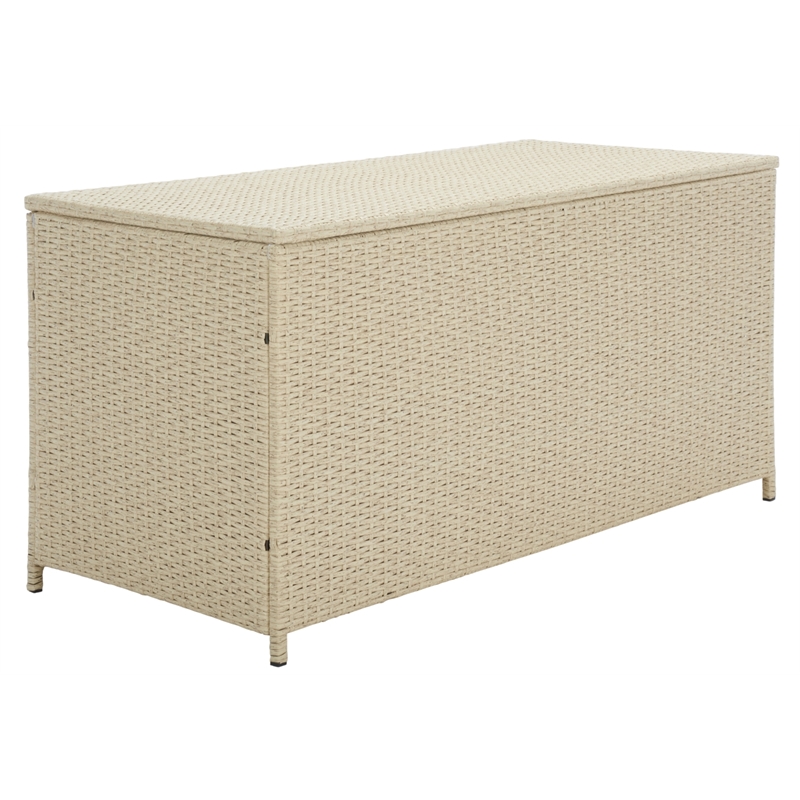 Safavieh Oliveira Steel  and Fabric Cushion Box in Beige / White