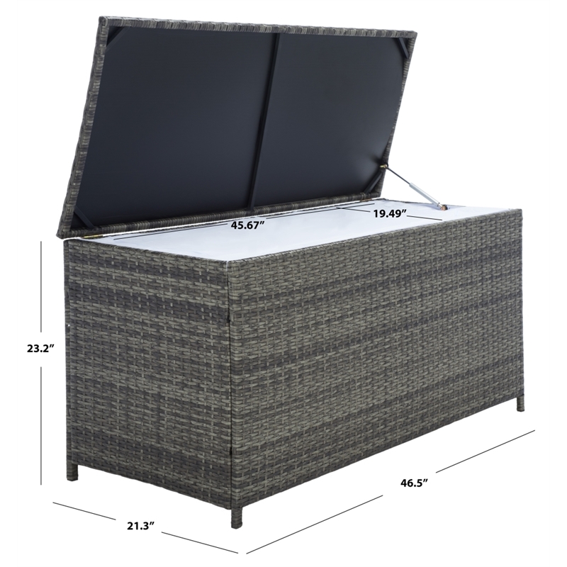 Safavieh Oliveira Steel  and Fabric Cushion Box in Gray / White
