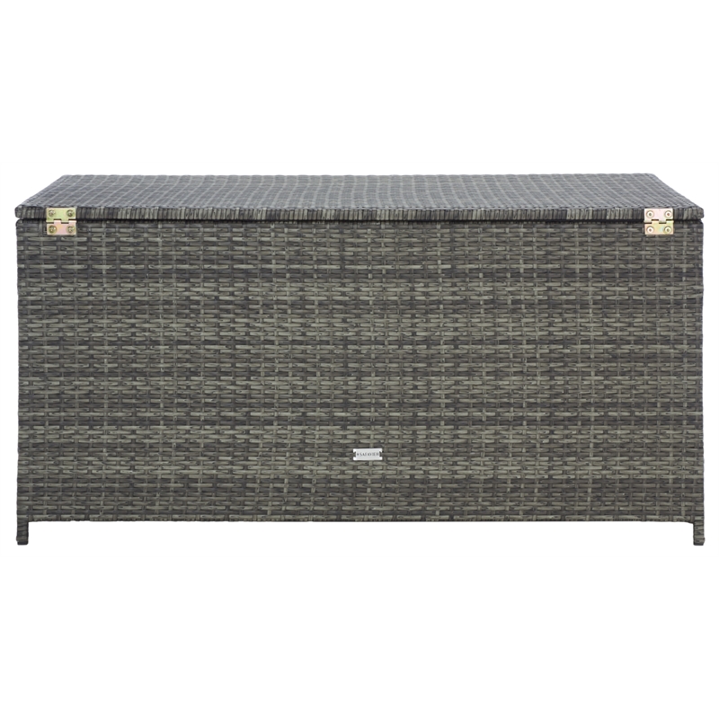 Safavieh Oliveira Steel  and Fabric Cushion Box in Gray / White