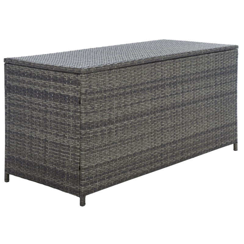 Safavieh Oliveira Steel  and Fabric Cushion Box in Gray / White