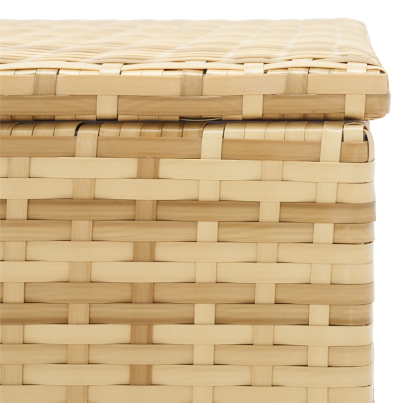 Safavieh Oliveira Steel  and Fabric Cushion Box in Natural / White