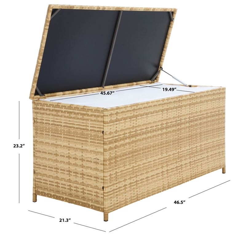 Safavieh Oliveira Steel  and Fabric Cushion Box in Natural / White