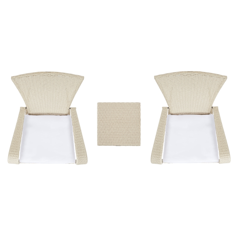 Safavieh Edna 3Pc Steel  and Fabric Lounge Set in Beige / White