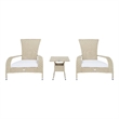 Safavieh Edna 3Pc Steel  and Fabric Lounge Set in Beige / White