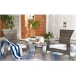 Safavieh Edna 3Pc Steel  and Fabric Lounge Set in Gray / Brown / White