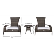 Safavieh Edna 3Pc Steel  and Fabric Lounge Set in Gray / Brown / White