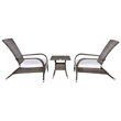 Safavieh Edna 3Pc Steel  and Fabric Lounge Set in Gray / Brown / White