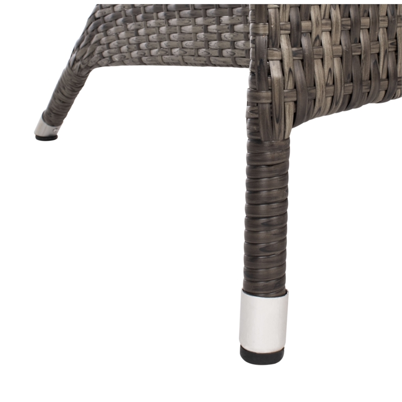 Safavieh Edna 3Pc Steel  and Fabric Lounge Set in Gray / Brown / White