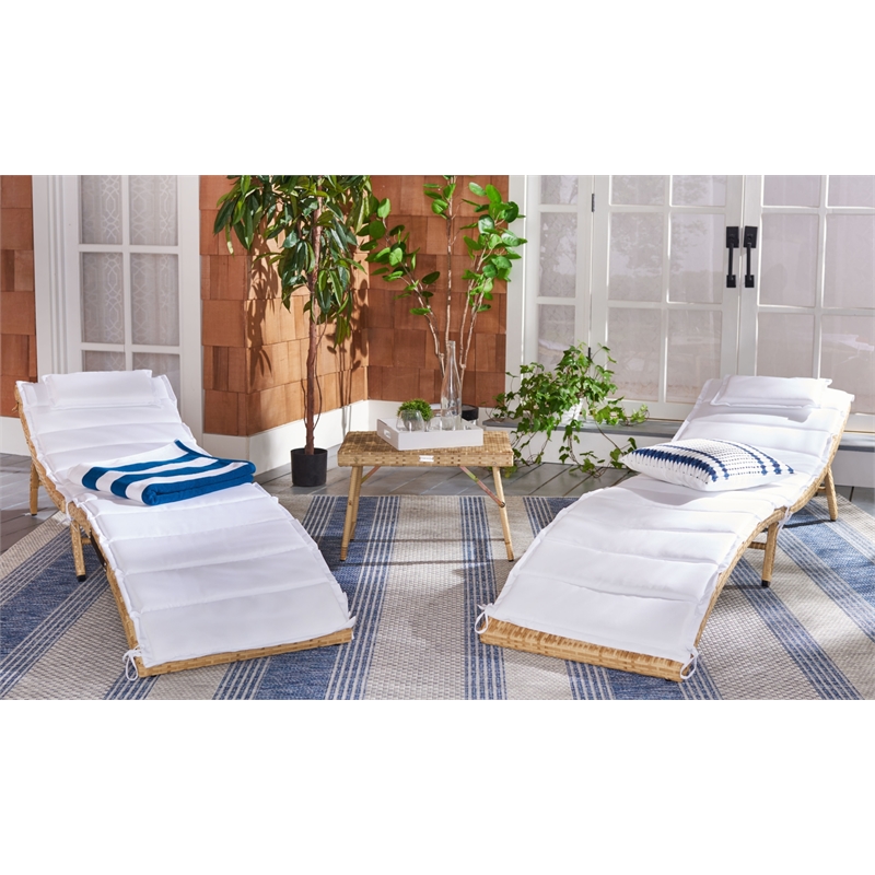 Safavieh Carew 3Pc Steel Sun Lounger Set in Natural