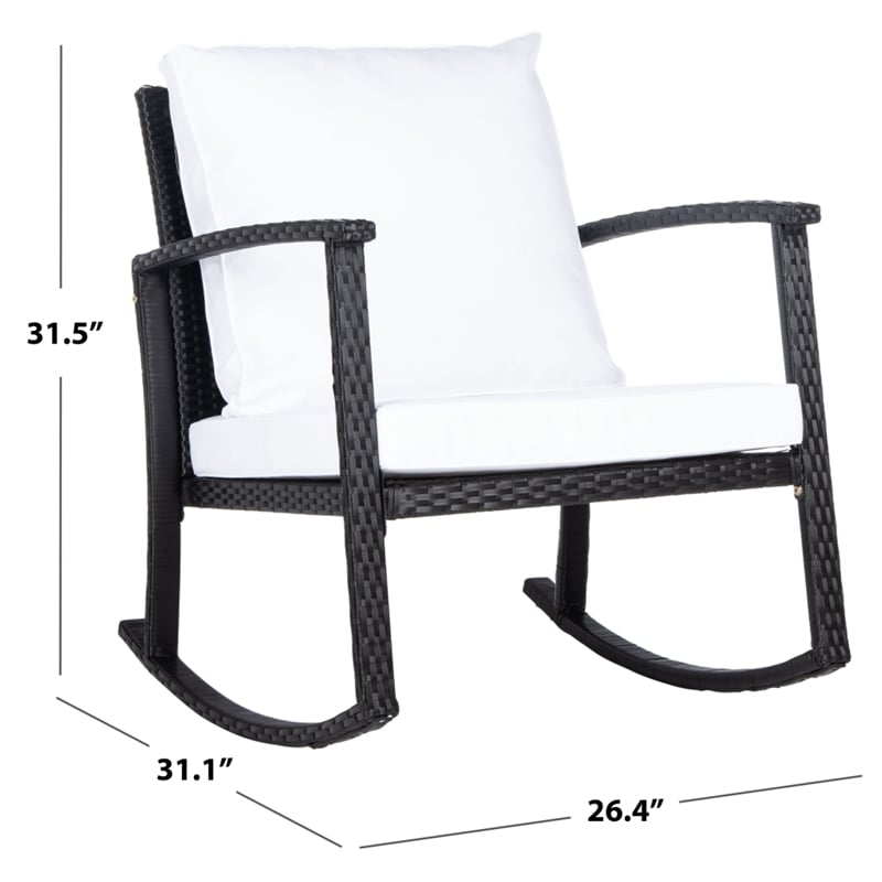 Safavieh Daire Steel and Fabric Rocking Chair in Black / White