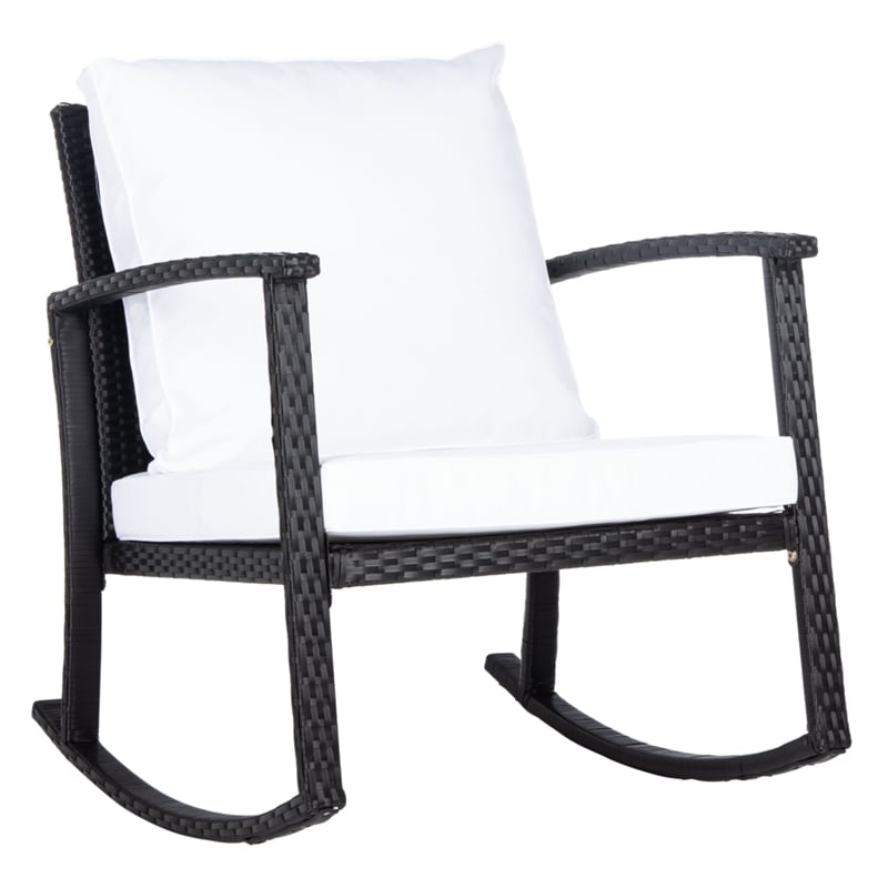 Safavieh Daire Steel and Fabric Rocking Chair in Black / White