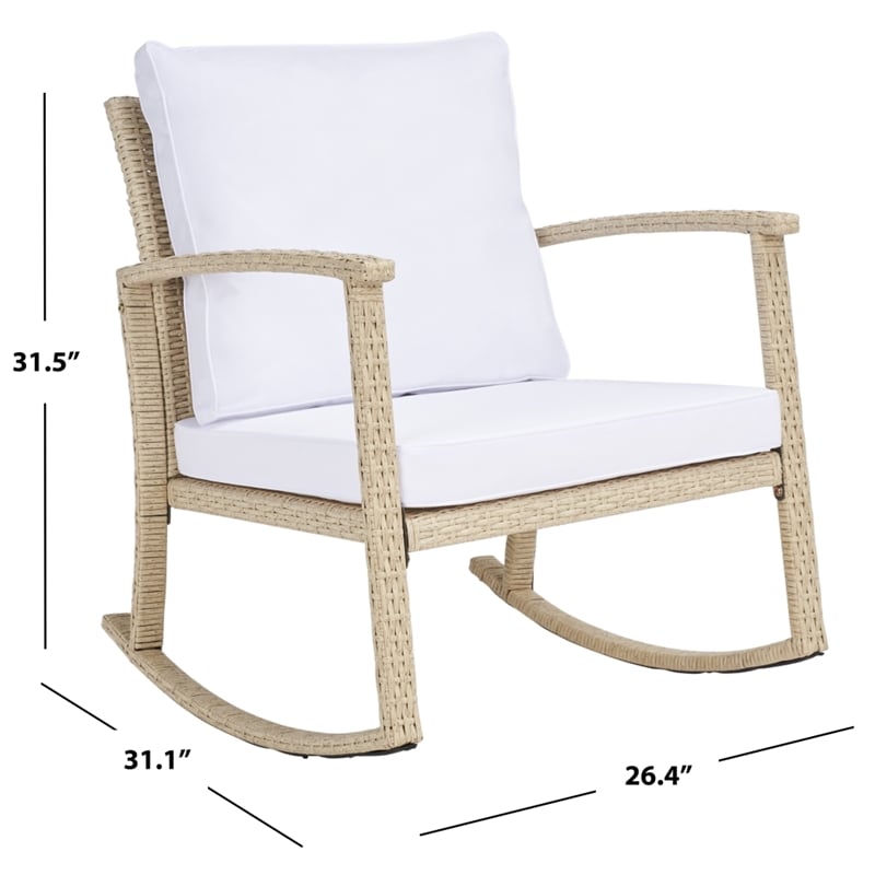 Safavieh Daire Steel and Fabric Rocking Chair in Beige / White