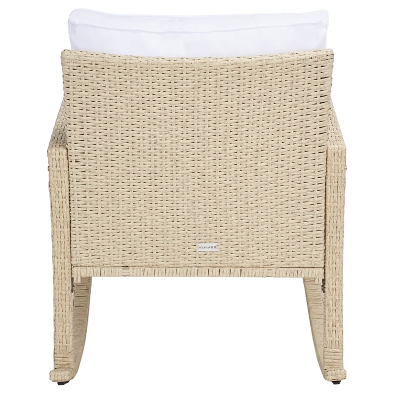 Safavieh Daire Steel and Fabric Rocking Chair in Beige / White