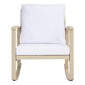 Safavieh Daire Steel and Fabric Rocking Chair in Beige / White