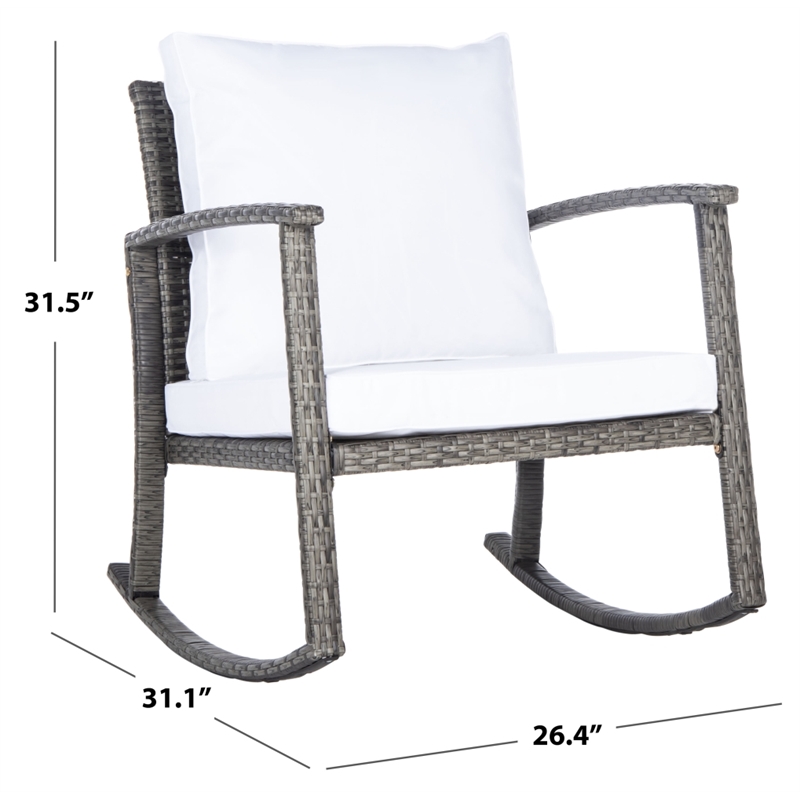 Safavieh Daire Steel and Fabric Rocking Chair in Gray / Brown / White