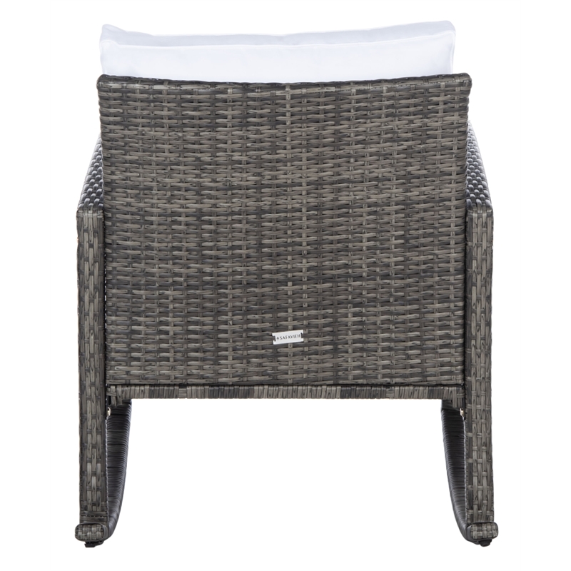 Safavieh Daire Steel and Fabric Rocking Chair in Gray / Brown / White