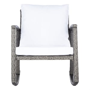 Safavieh Daire Steel and Fabric Rocking Chair in Gray / Brown / White