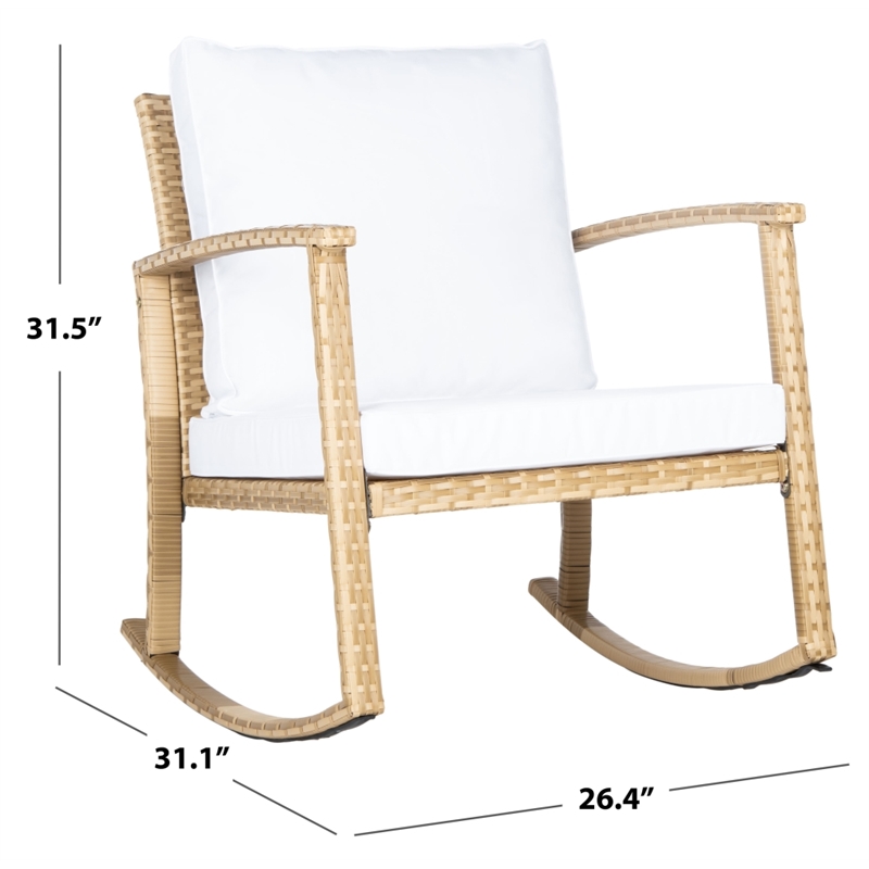 Safavieh Daire Steel and Fabric Rocking Chair in Natural / White