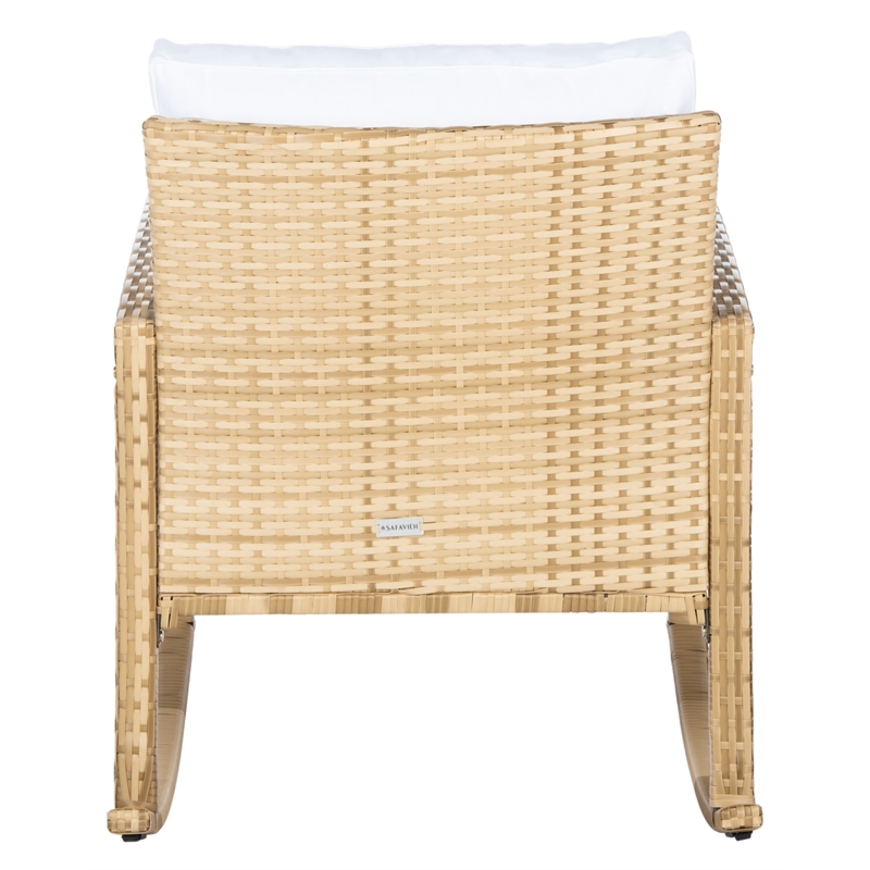 Safavieh Daire Steel and Fabric Rocking Chair in Natural / White