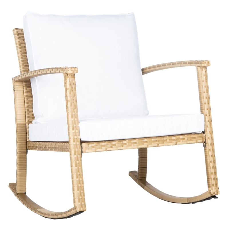 Safavieh Daire Steel and Fabric Rocking Chair in Natural / White