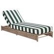 Safavieh Callan Steel and Fabric Lounger in  Tan / Green