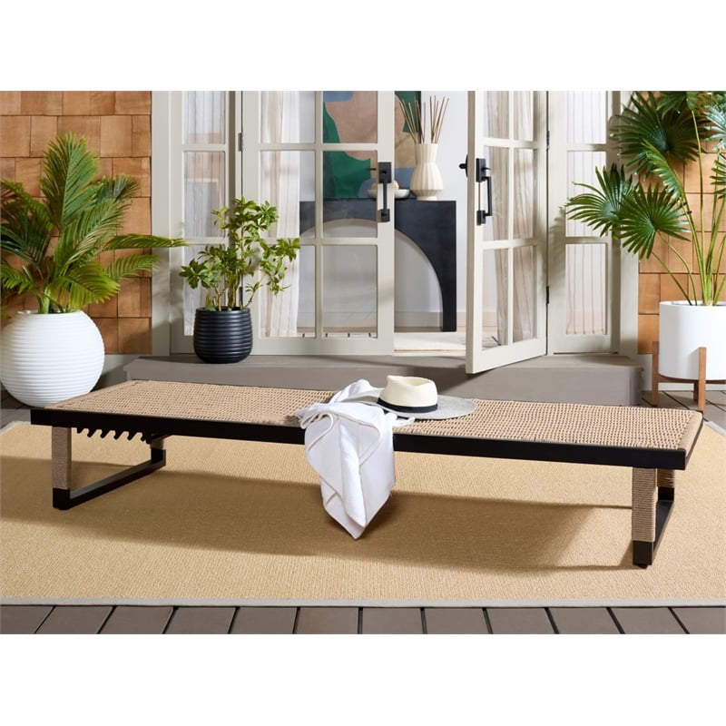 Safavieh Arman Steel and Rope Lounger in Black / Tan