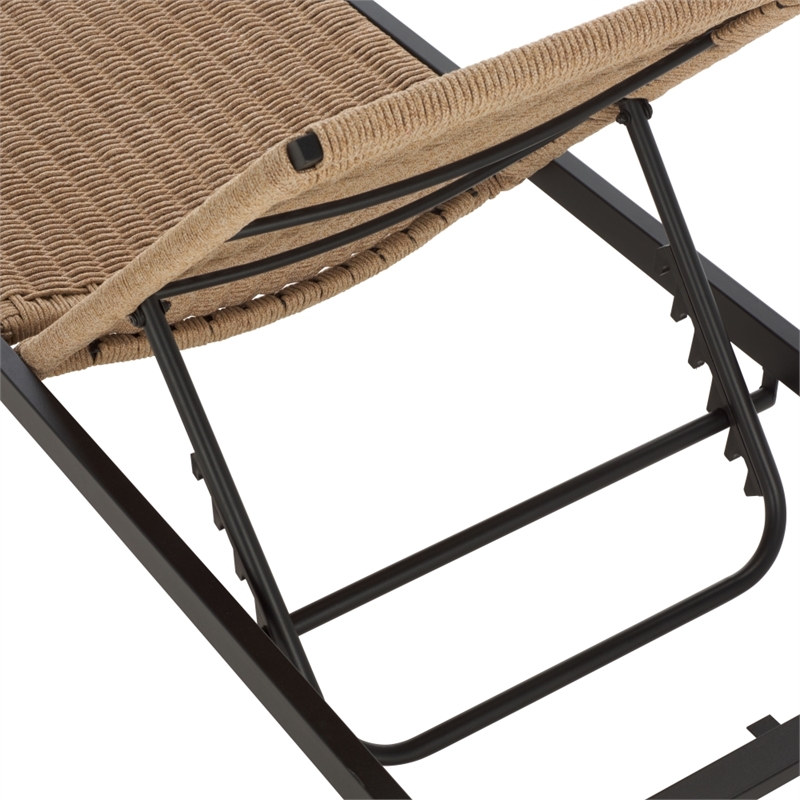 Safavieh Arman Steel and Rope Lounger in Black / Tan