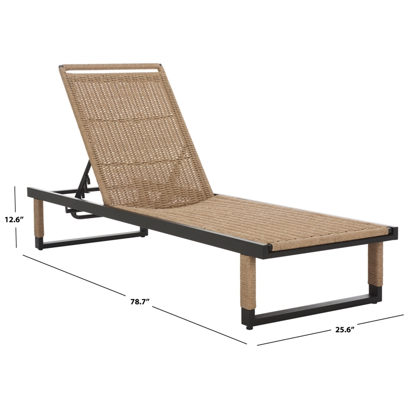 Safavieh Arman Steel and Rope Lounger in Black / Tan