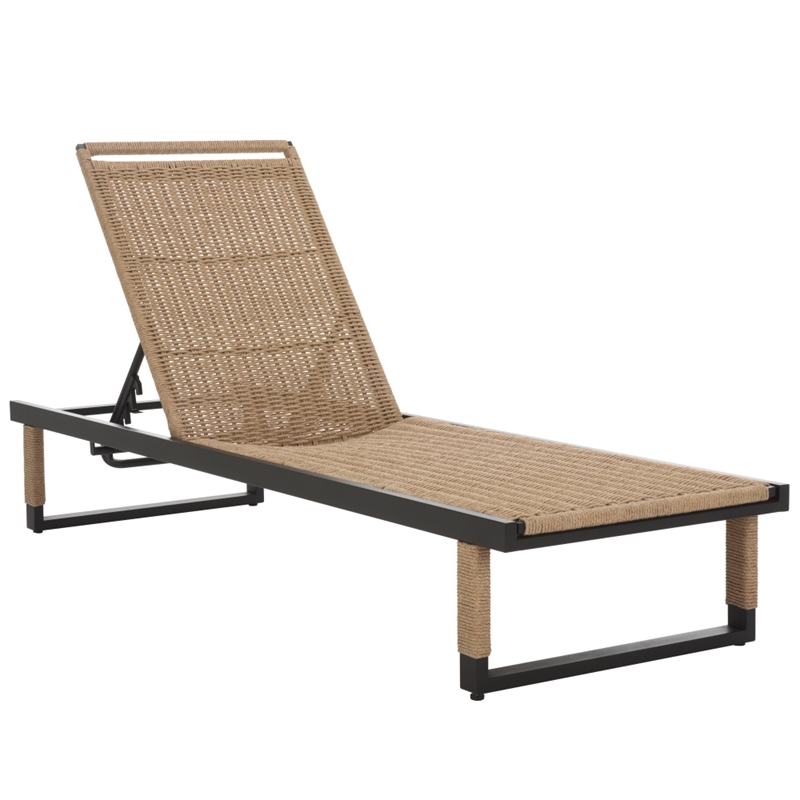 Safavieh Arman Steel and Rope Lounger in Black / Tan
