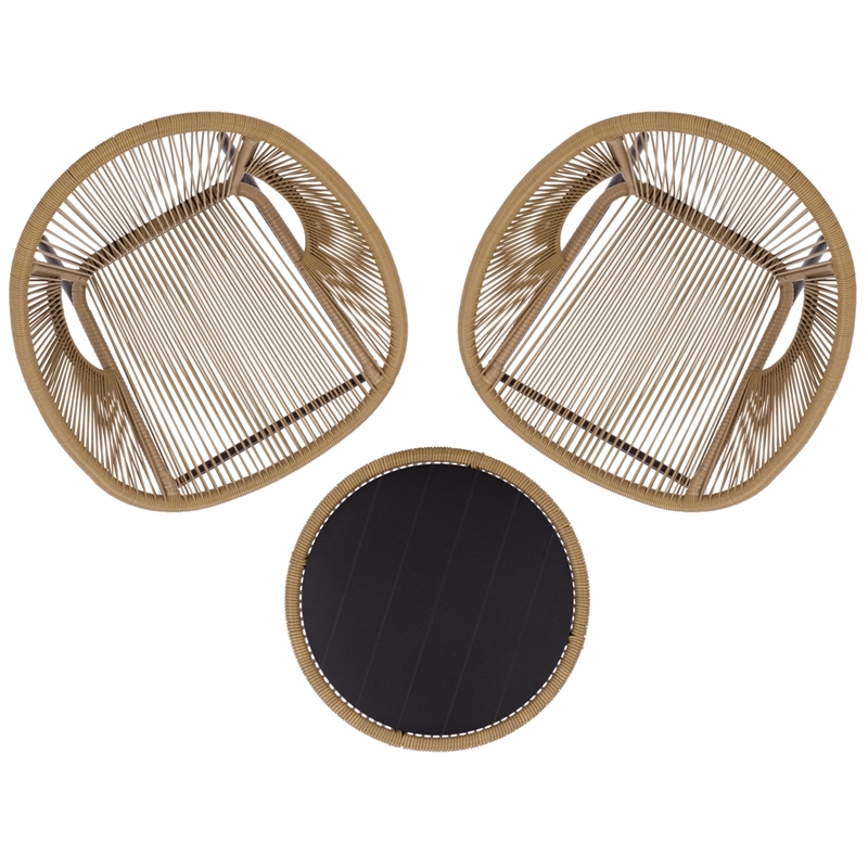 Safavieh Otto 3 Pc Metal and Rattan Set  in Natural / Black