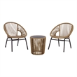 Safavieh Otto 3 Pc Metal and Rattan Set  in Natural / Black