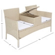 Safavieh Viora Steel and Fabric Loveseat in Beige / White