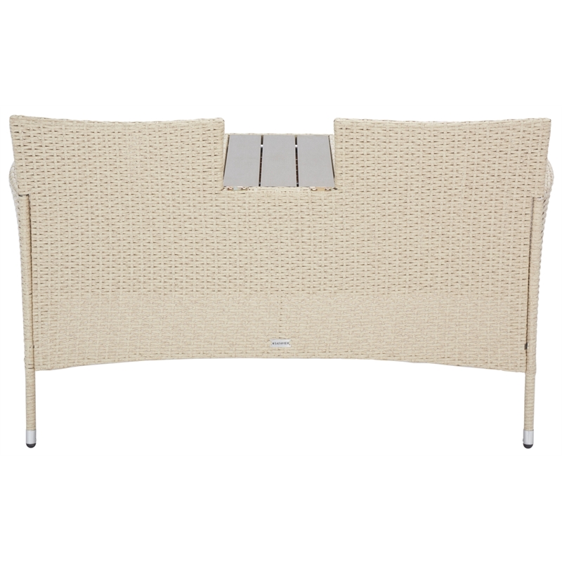 Safavieh Viora Steel and Fabric Loveseat in Beige / White