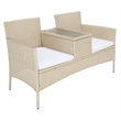 Safavieh Viora Steel and Fabric Loveseat in Beige / White