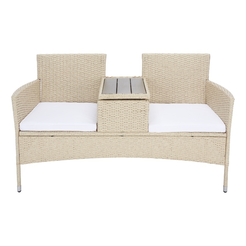 Safavieh Viora Steel and Fabric Loveseat in Beige / White