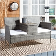 Safavieh Viora Steel and Fabric Loveseat in Gray / White