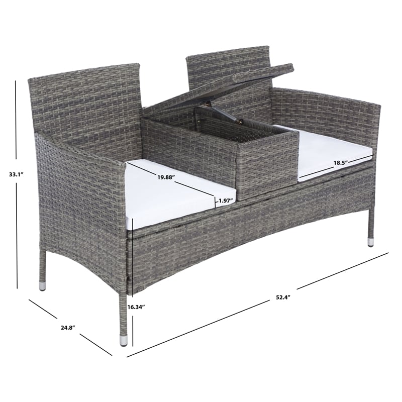 Safavieh Viora Steel and Fabric Loveseat in Gray / White