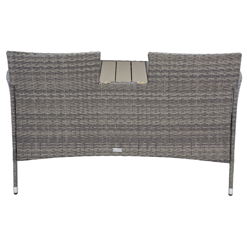 Safavieh Viora Steel and Fabric Loveseat in Gray / White