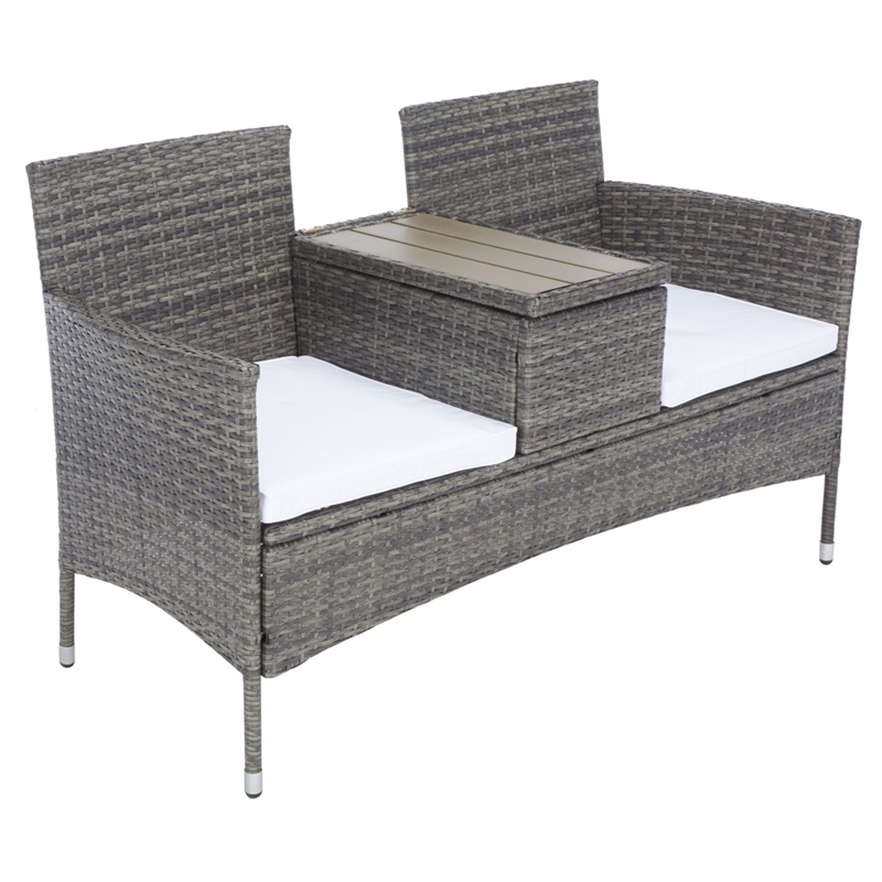 Safavieh Viora Steel and Fabric Loveseat in Gray / White