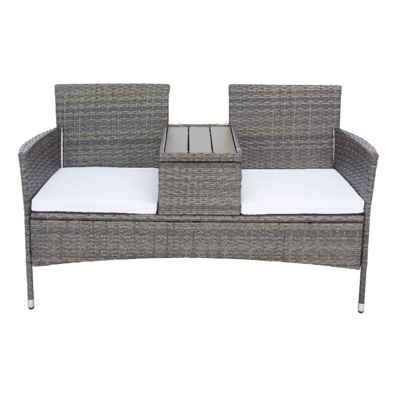 Safavieh Viora Steel and Fabric Loveseat in Gray / White