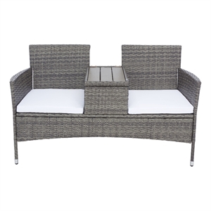 Safavieh Viora Steel and Fabric Loveseat in Gray / White
