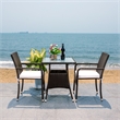 Safavieh Laban Steel and Fabric Bistro Set in Black / White