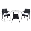 Safavieh Laban Steel and Fabric Bistro Set in Black / White