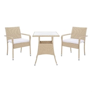 Safavieh Laban Steel and Fabric Bistro Set in Beige / White