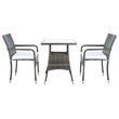 Safavieh Laban Steel and Fabric Bistro Set in Gray / Brown / White