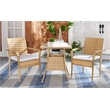 Safavieh Laban Steel and Fabric Bistro Set in Natural / White