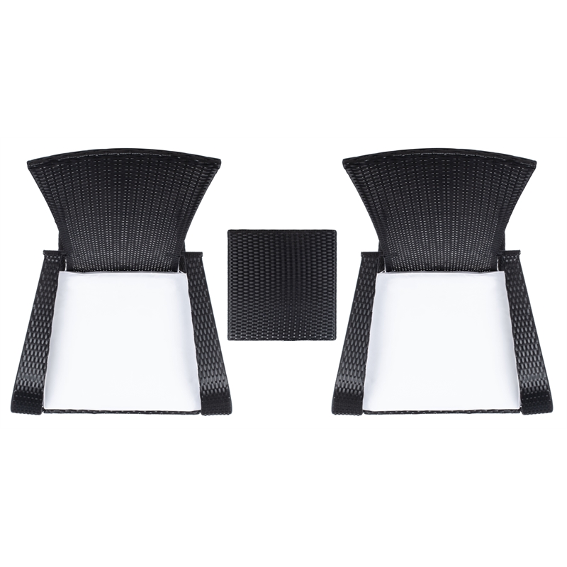 Safavieh Edna 3Pc Steel  and Fabric Lounge Set in Black / White