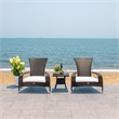 Safavieh Edna 3Pc Steel  and Fabric Lounge Set in Black / White