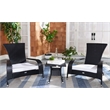 Safavieh Edna 3Pc Steel  and Fabric Lounge Set in Black / White